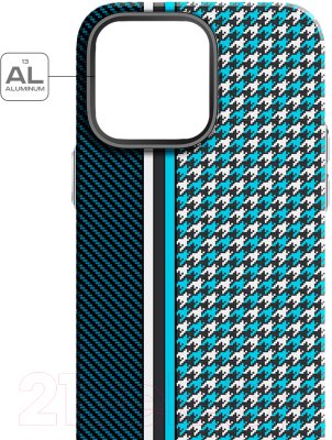 Чехол-накладка Luxo Престижные ромбы J250 для iPhone 15 Pro (синий/голубой)