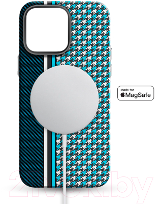 Чехол-накладка Luxo Престижные ромбы J250 для iPhone 15 Pro Max (синий/голубой)
