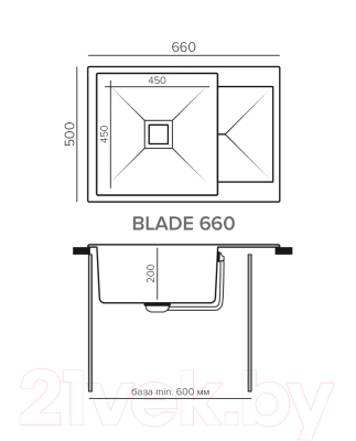 Мойка кухонная Tolero Blade-660 (уголь)