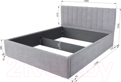 Двуспальная кровать Аквилон Регги 16 ПМ (хаки 05 серый)