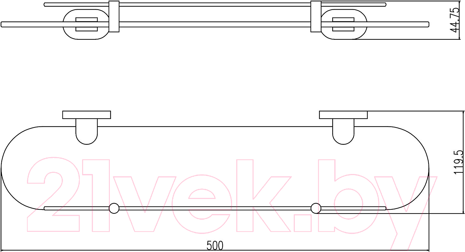 Полка для ванной Slezak RAV Yukon YUA0900-50CMAT