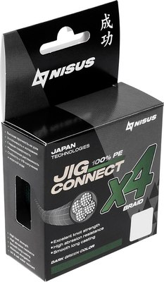 Леска плетеная Nisus Jig Connect X4 PE Dark Green 0.6 0.12mm / T-N-JC-X4-0.12-100-DG (100м)