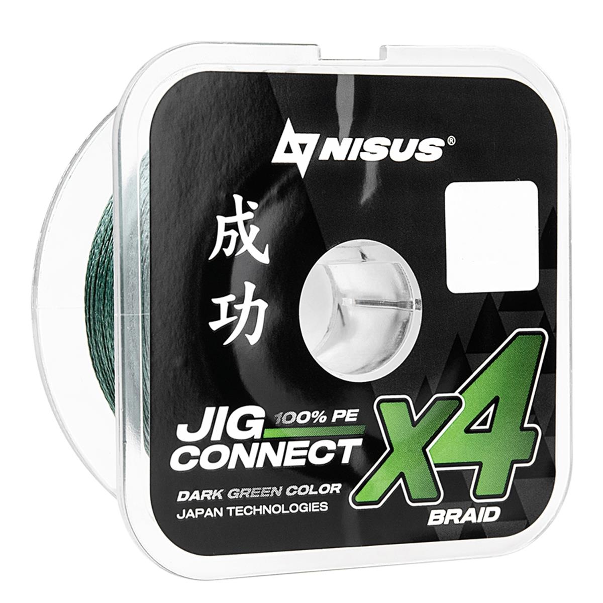 Леска плетеная Nisus Jig Connect X4 PE Dark Green 0.8 0.14mm / T-N-JC-X4-0.14-100-DG (100м) — фото 2