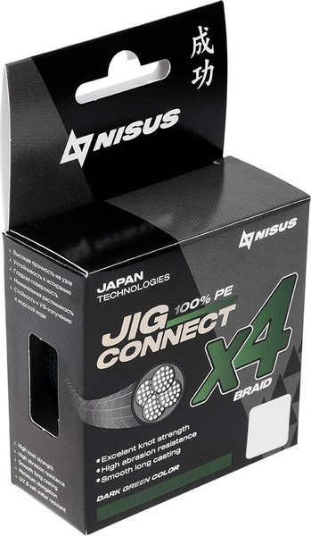 Леска плетеная Nisus Jig Connect X4 PE Dark Green 0.8 0.14mm / T-N-JC-X4-0.14-100-DG (100м)