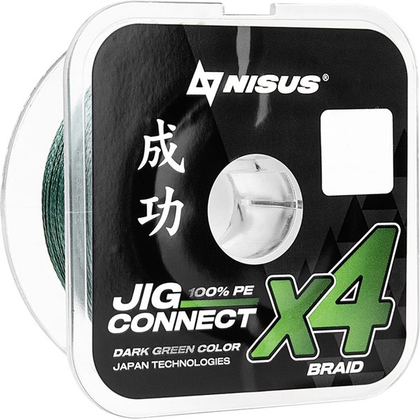 Леска плетеная Nisus Jig Connect X4 PE Dark Green 0.8 0.14mm / T-N-JC-X4-0.14-100-DG (100м)