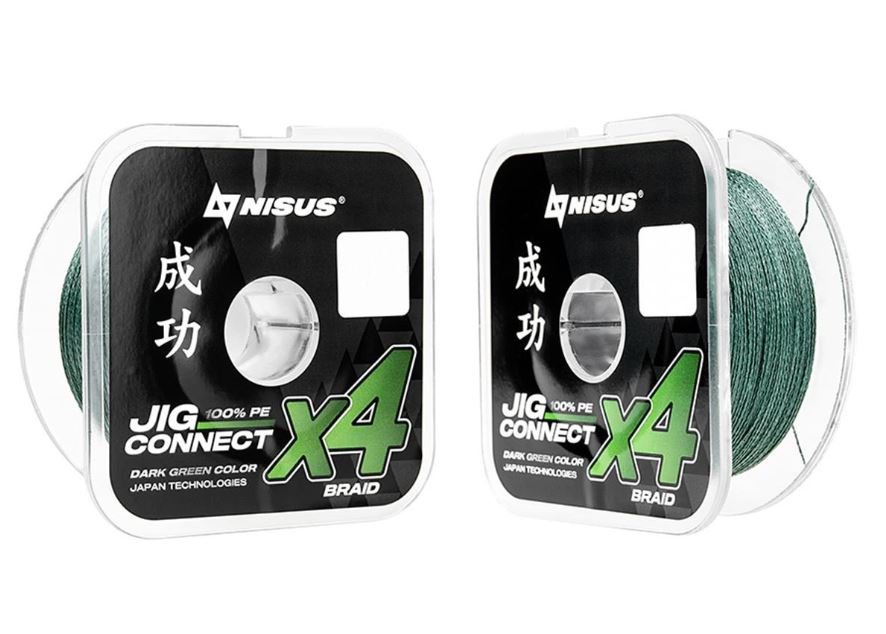 Леска плетеная Nisus Jig Connect X4 PE Dark Green 3.5 0.30mm / T-N-JC-X4-0.30-100-DG (100м) — фото 2