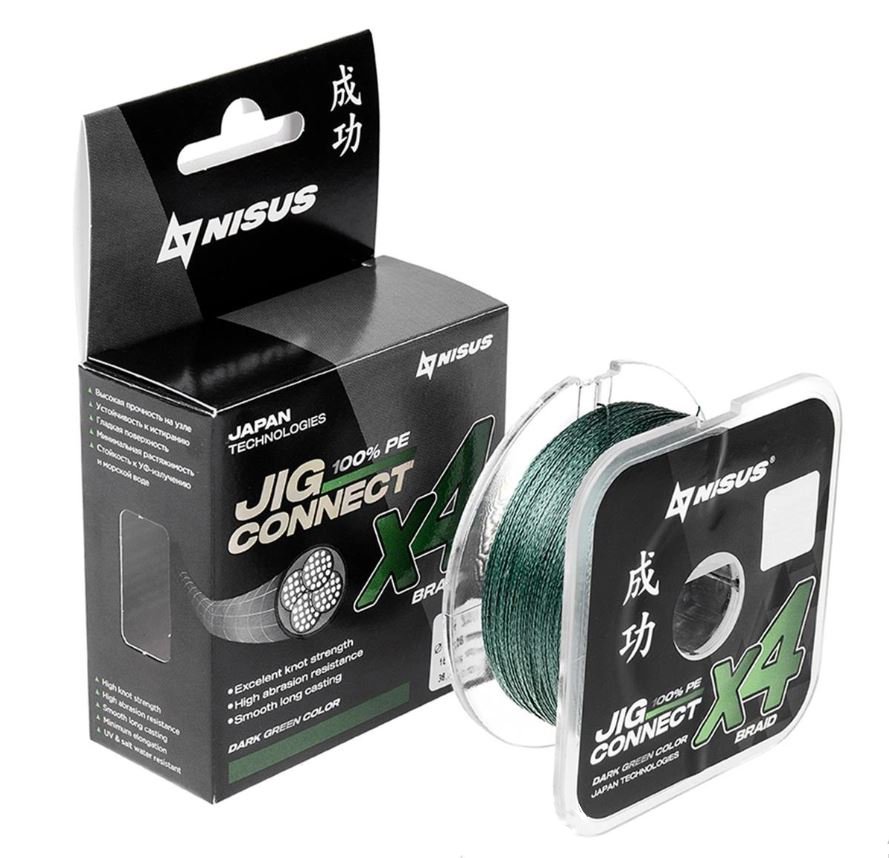 Леска плетеная Nisus Jig Connect X4 PE Dark Green 9.0 0.55mm / T-N-JC-X4-0.55-100-DG (100м) — фото 3