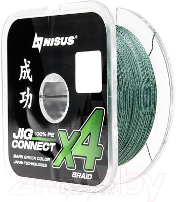 Леска плетеная Nisus Jig Connect X4 PE Dark Green 2.5 0.25mm / T-N-JC-X4-0.25-150-DG (150м)