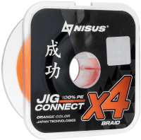 Леска плетеная Nisus Jig Connect X4 PE Orange 0.25 0.08mm / T-N-JC-X4-0.08-150-O (150м) - 