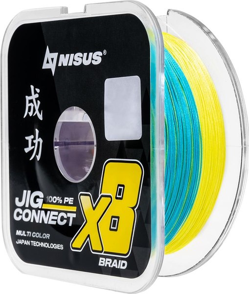 Леска плетеная Nisus Jig Connect X8 PE Multicolor 2.0 0.22mm / T-N-JC-X8-0.22-150-M (150м)