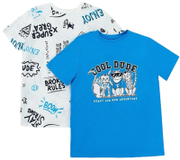 Комплект футболок детских Mark Formelle 113379-2 (р.110-56, лазурный голубой/текст на белом) - 