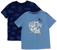 Комплект футболок детских Mark Formelle 113379-2 (р.110-56, джинс/граффити на темно-синем) - 