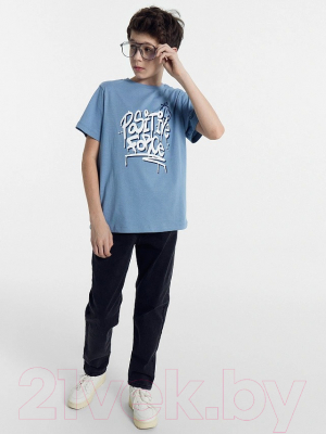 Комплект футболок детских Mark Formelle 113379-2 (р.128-64, джинс/граффити на темно-синем)