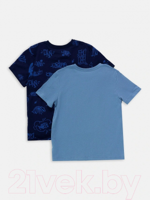 Комплект футболок детских Mark Formelle 113379-2 (р.128-64, джинс/граффити на темно-синем)