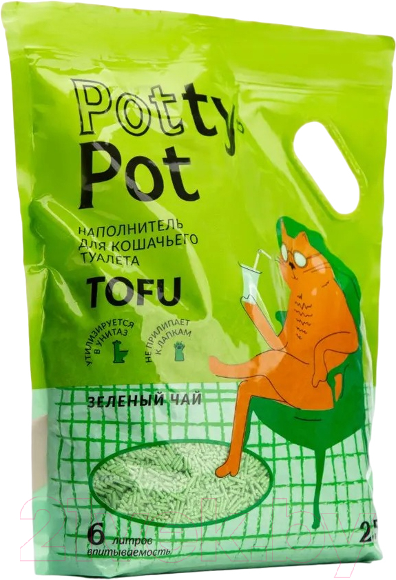 Наполнитель для туалета Potty-Pot Зеленый чай Тофу (2.5кг/6л)