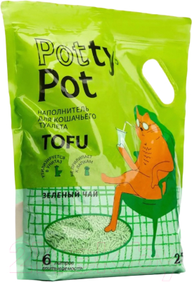 Наполнитель для туалета Potty-Pot Зеленый чай Тофу (2.5кг/6л)