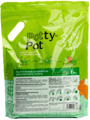 Наполнитель для туалета Potty-Pot Зеленый чай Тофу (2.5кг/6л)