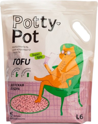 Наполнитель для туалета Potty-Pot Супер лайт Детская присыпка (1.6кг/6л)
