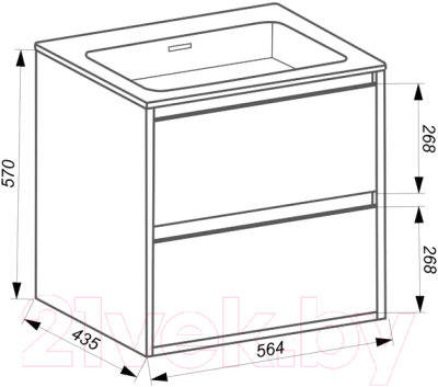 Изображение товара Тумба с умывальником ЗОВ Женева 60 / J60LA0MWMC1A-E60 (аттик/белый матовый)