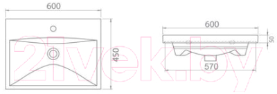 Изображение товара Тумба с умывальником ЗОВ Женева 60 / J60LA0MWMC1A-E60 (аттик/белый матовый)