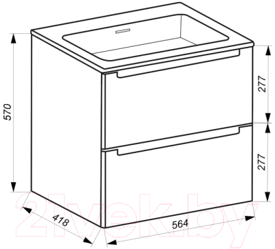 Изображение товара Тумба с умывальником ЗОВ Эридан 60 / E60LWP0M9003MKV5-ID60 (белый матовый)
