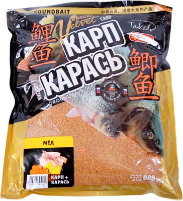 Прикормка рыболовная Takedo Brick Velvet Карп+Карась мед / BV-204 (800г) - 
