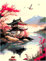 Картина по номерам Red Panda Японская речка p55093 - 