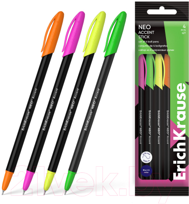 Набор шариковых ручек Erich Krause Neo Accent / 61008 (4шт, синий)