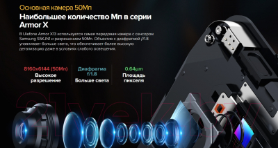 Изображение товара Смартфон Ulefone Armor X13 6GB/64GB (черный/оранжевый)