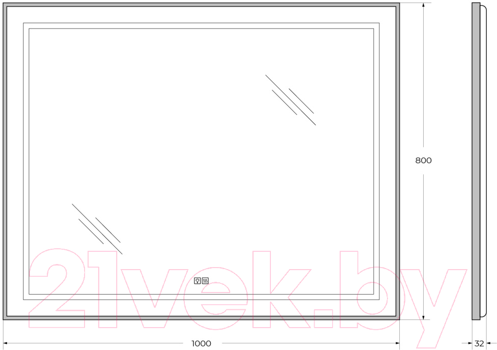 Зеркало BelBagno SPC-KRAFT-1000-800-LED-TCH-WARM-NERO