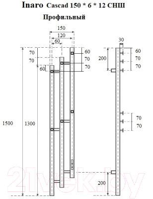 Полотенцесушитель электрический Маргроид Ferrum Inaro 3 Cascade СНШ Профильный 150x6 (белый матовый, таймер справа)