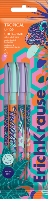 Набор шариковых ручек Erich Krause U-109 Tropical Stick&Grip / 61104 (4шт, синий)