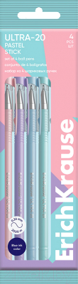Набор шариковых ручек Erich Krause Ultra-20 Stick Pastel / 61031 (4шт, синий)