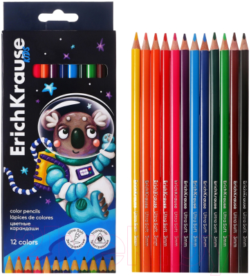 Набор цветных карандашей Erich Krause Kids Space Animals / 61786 (12цв)