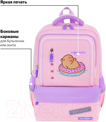 Изображение товара Школьный рюкзак Brauberg Star. Capybara / 272062 (розовый)