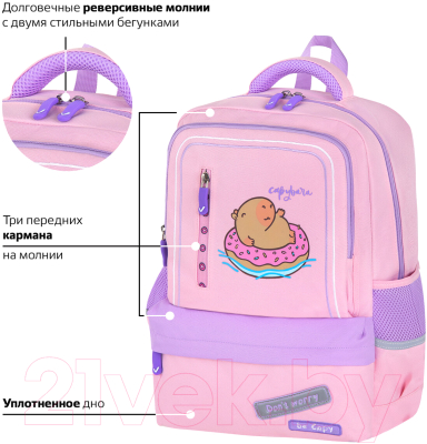 Изображение товара Школьный рюкзак Brauberg Star. Capybara / 272062 (розовый)