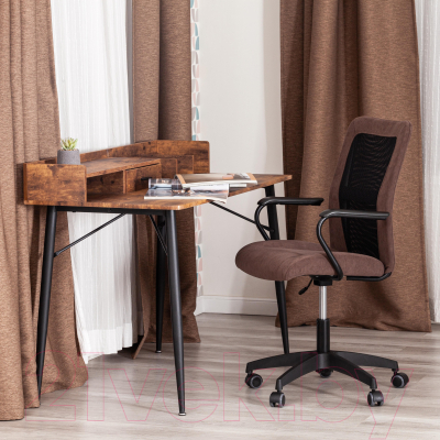 Кресло офисное Tetchair Staff флок/ткань (коричневый/черный, 6/W-11)
