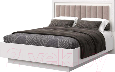 Каркас кровати Мебель-КМК 1600 Харди 3 Р 0965.30 (белый текстурный/M3 ясень белый текстурный/Fiore Ash)