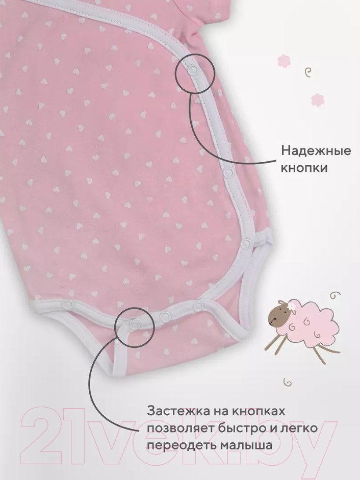 Набор боди для малышей Rant Funny Basic / 6990 (Rose, р.68, 3шт) — фото 3