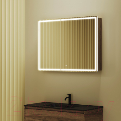 Шкаф с зеркалом для ванной Sancos Mirror MI100ECH (с LED подсветкой,  дуб чарльстон)