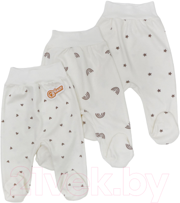 Изображение товара Набор ползунков Rant Funny Basic / 3390 (Milk, р.56, 3шт)