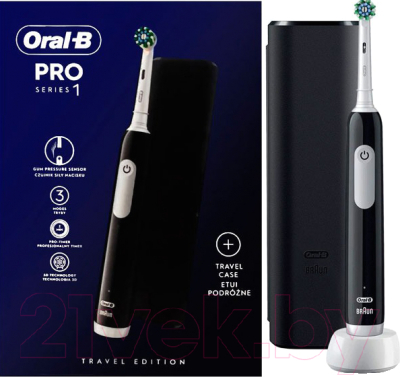 Электрическая зубная щетка Oral-B Pro 1 Cross Action Box Black D305.513.3XBK
