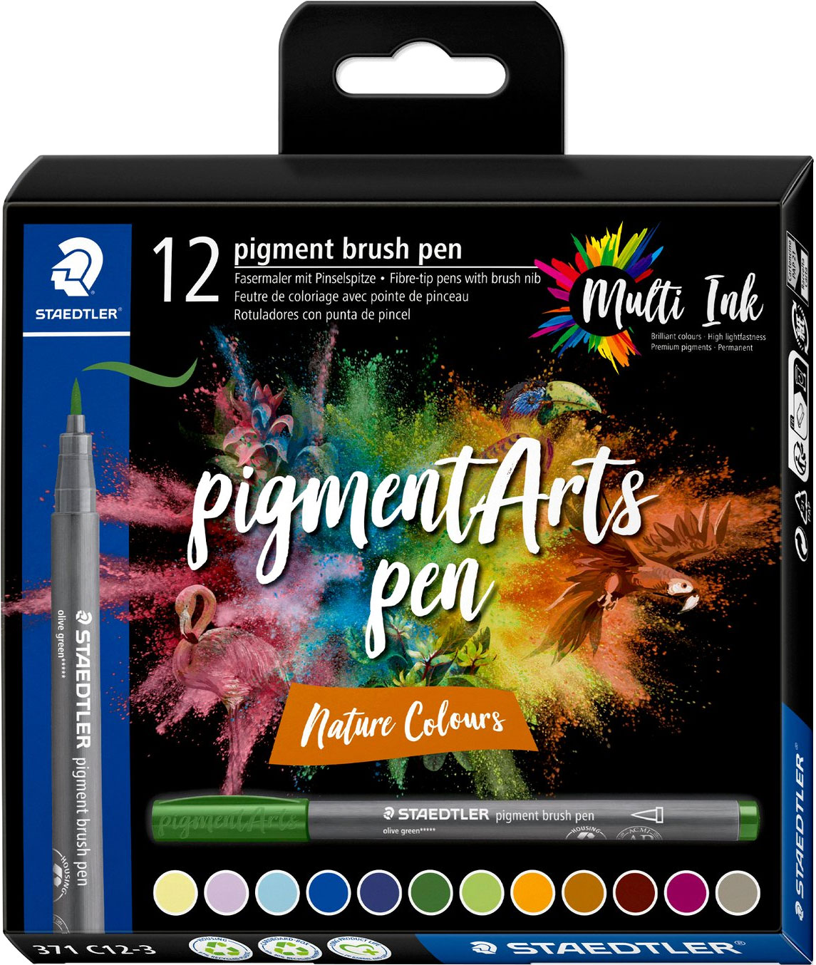 Набор капиллярных ручек Staedtler Pigment Brush. Nature Colours / 371 C12-3