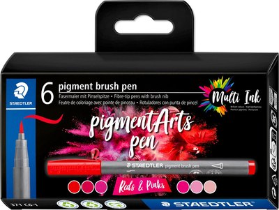 

Набор капиллярных ручек, Pigment Brush. Reds&Pinks / 371 C6-1