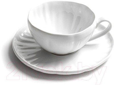 Чашка с блюдцем Stenova Home Lotus 61411131 (белый)