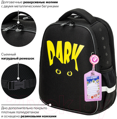 Школьный рюкзак Brauberg Fit. Dark Cat / 272026
