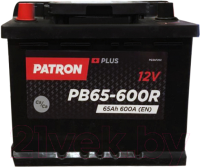 Автомобильный аккумулятор Patron Plus PB65-600L (65 А/ч)