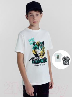 Комплект футболок детских Mark Formelle 113379-2 (р.116-60, белый/черно-белое граффити)