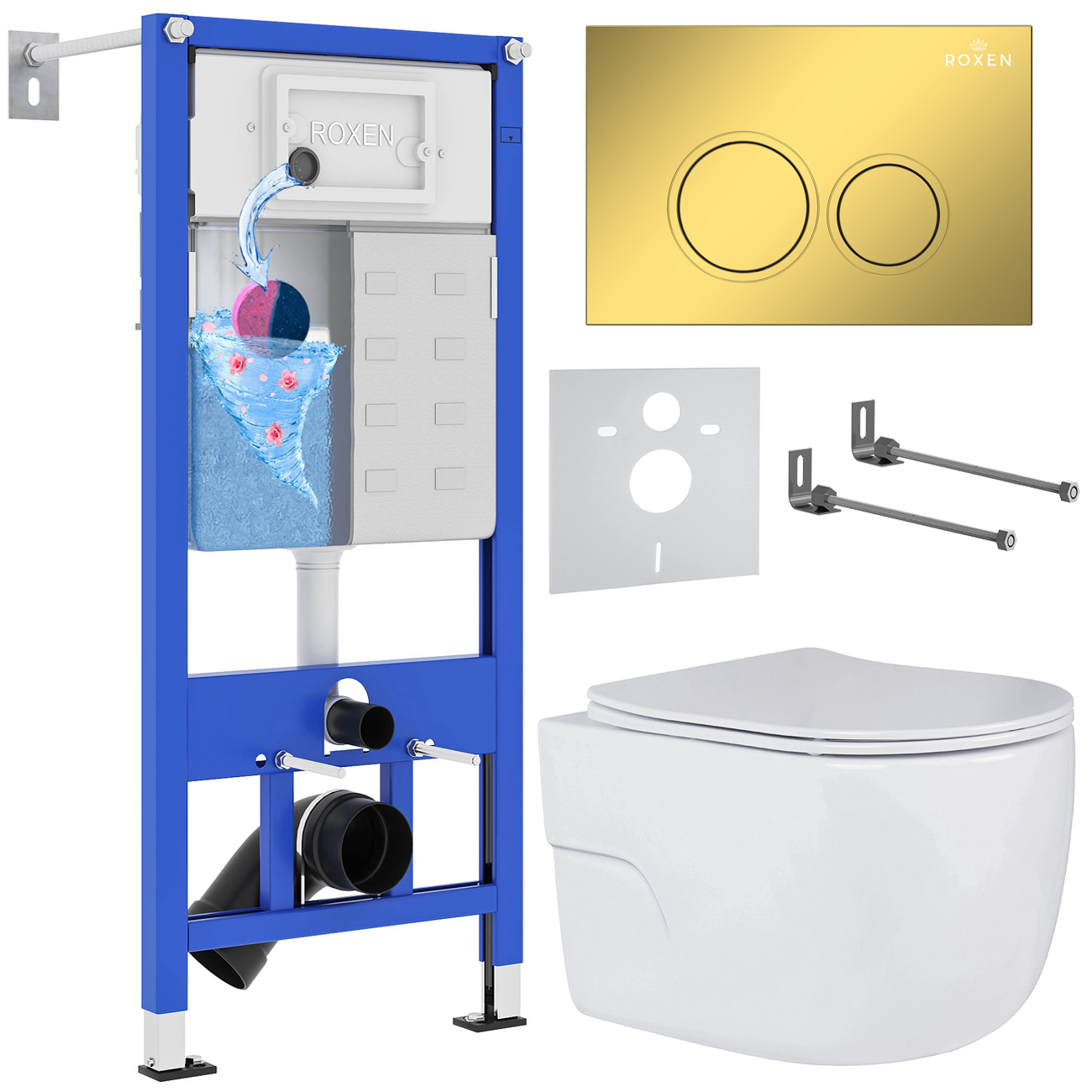 Инсталляция с унитазом подвесным Roxen StounFix Dual Fresh 968015