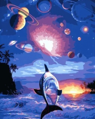 Картина по номерам Kolibriki Космический дельфин ZM-2344